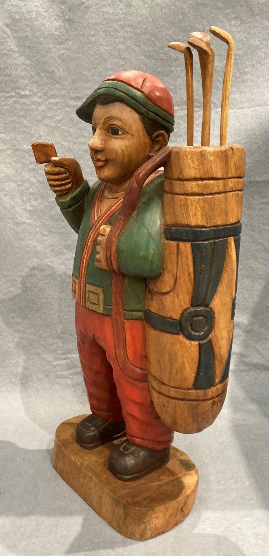 A painted wood statue of a golfer 52cm high - Image 2 of 2