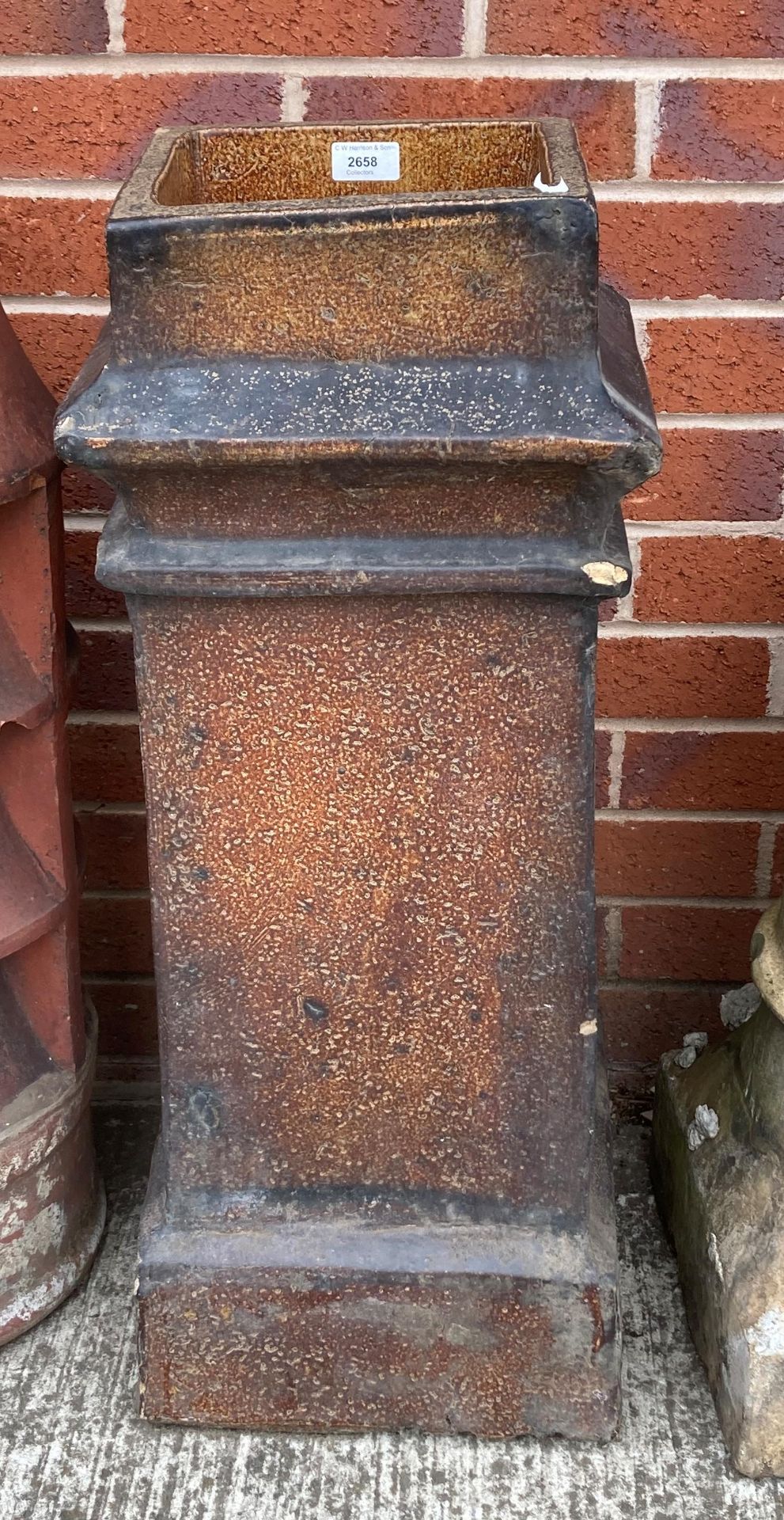 A salt glazed square chimney pot 76cm