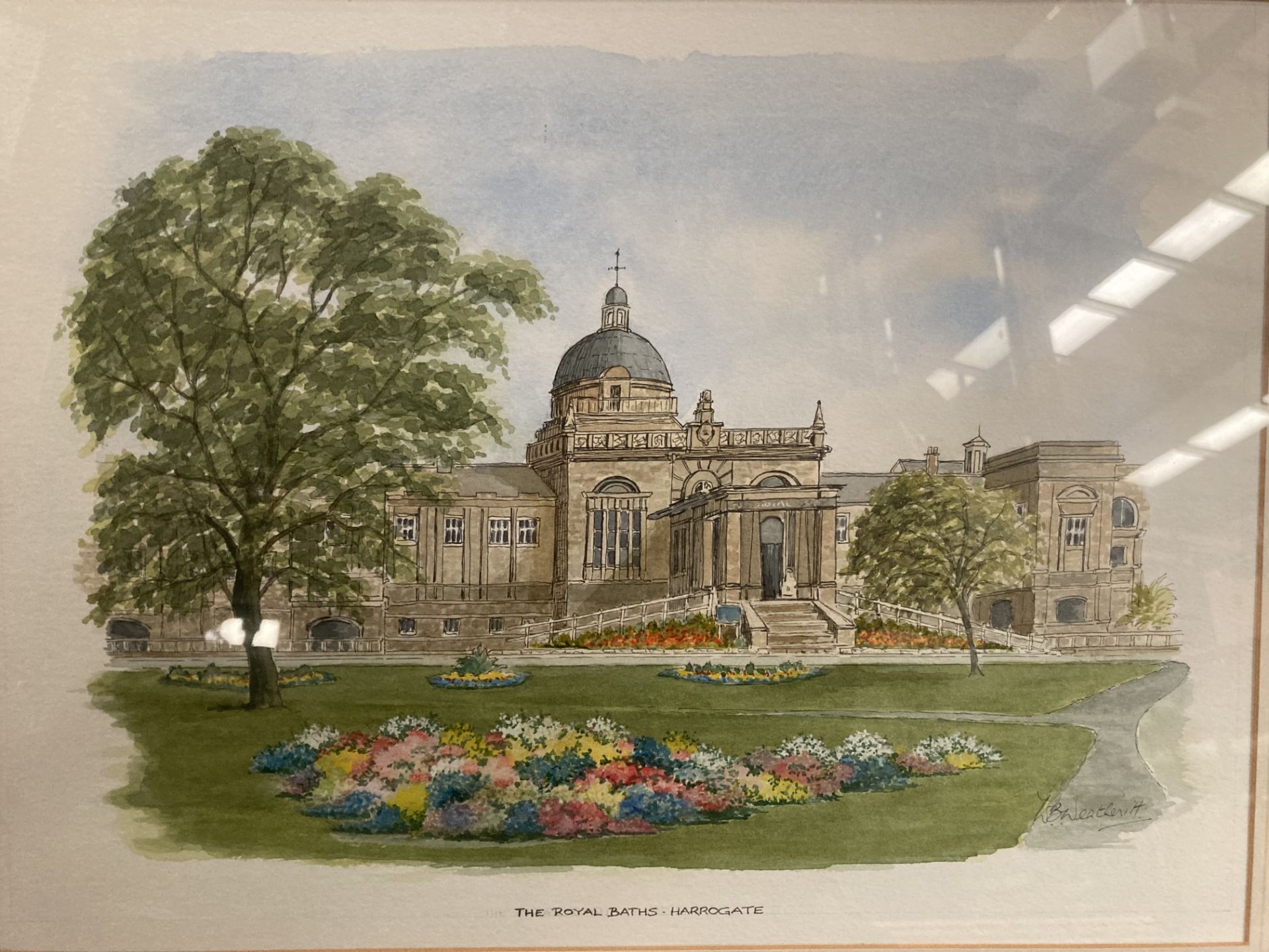 L.B. Weatheritt framed watercolour 'The Royal Baths, Harrogate' 30cm x 40cm and Douglas A. - Image 2 of 3