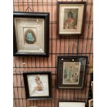 Four various framed prints - Young girl, young boy with chick,