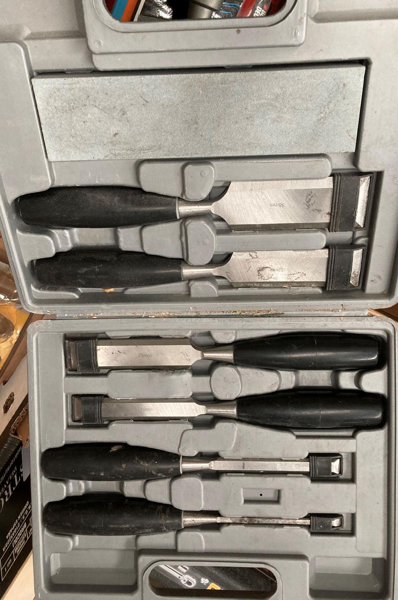 Contents to crate - assorted chisels, punch sets, wood chisels, file sets, hand drill, etc. - Image 3 of 3