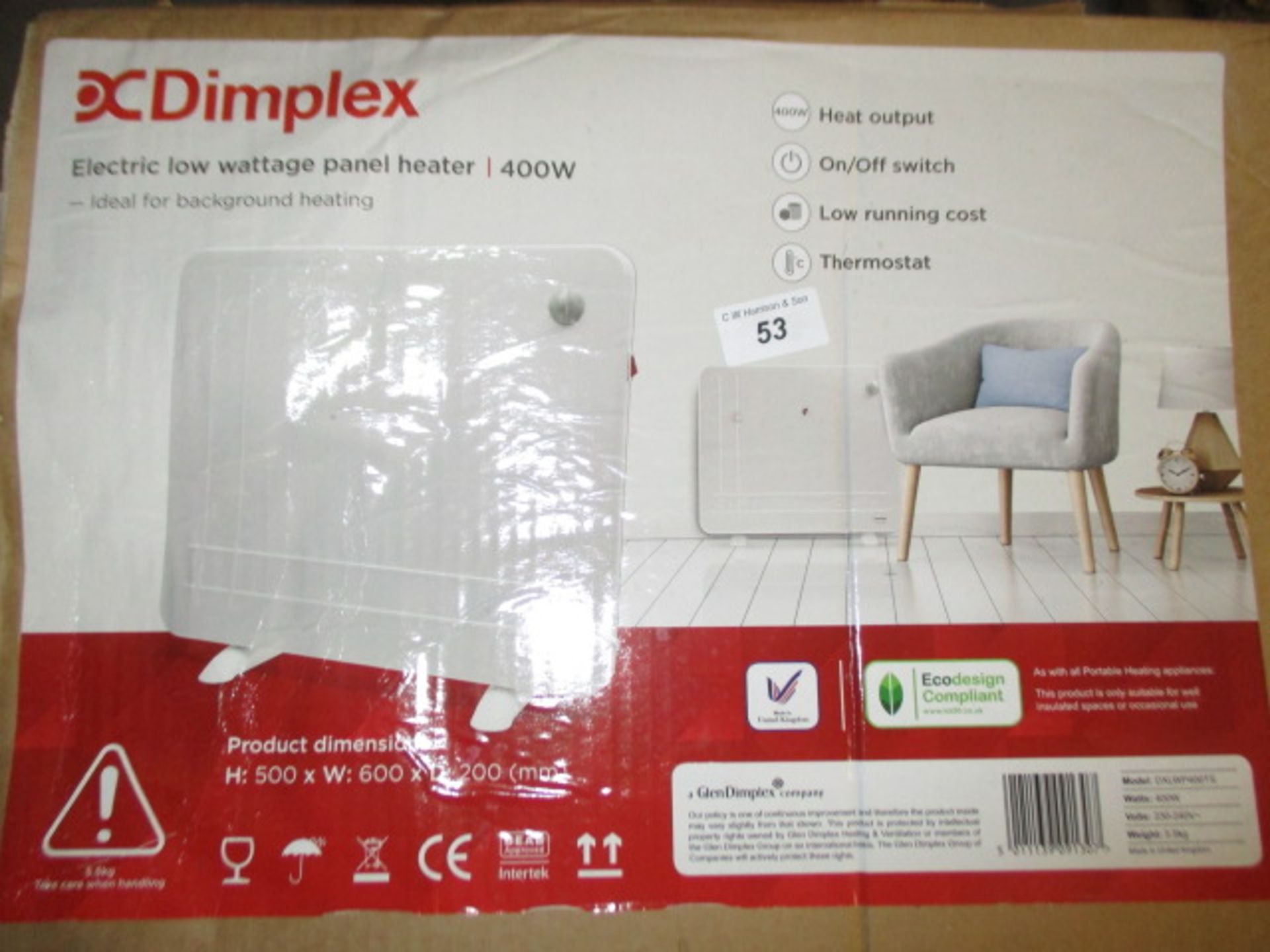 Dimplex electric 400w panel heater DXLWP400TS