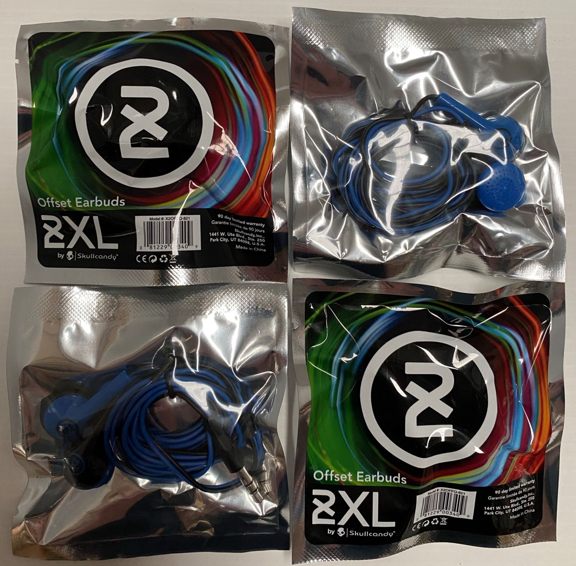 100 x 2XL Offset Earbuds/headphones by Skullcandy (4 inner bags) - black and blue