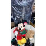 A Santos blue canvas suitcase with towing handle and contents to a hat box - a Disney Mickey Mouse