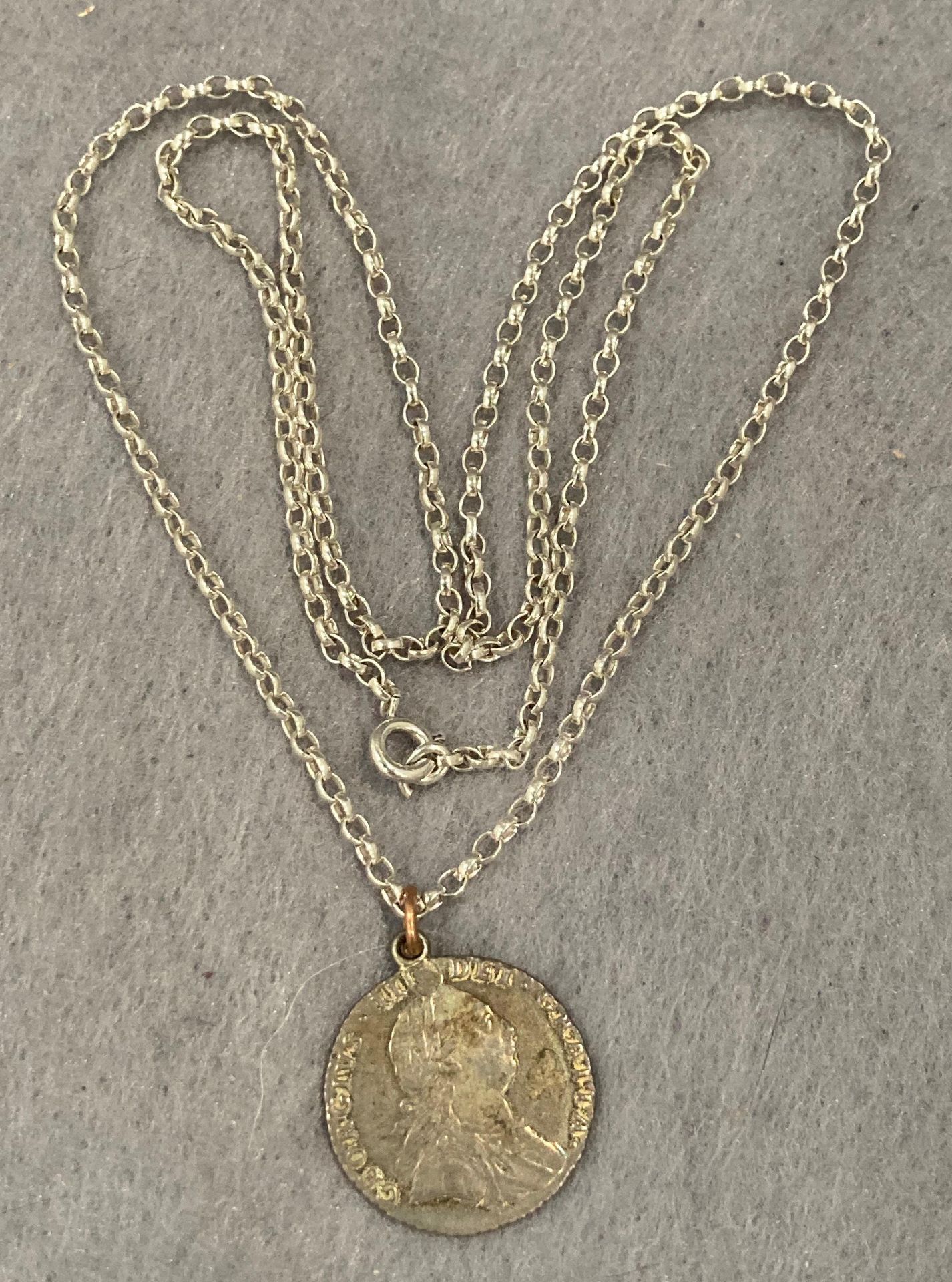 George III 1787 sixpence on sterling silver chain - Image 3 of 3