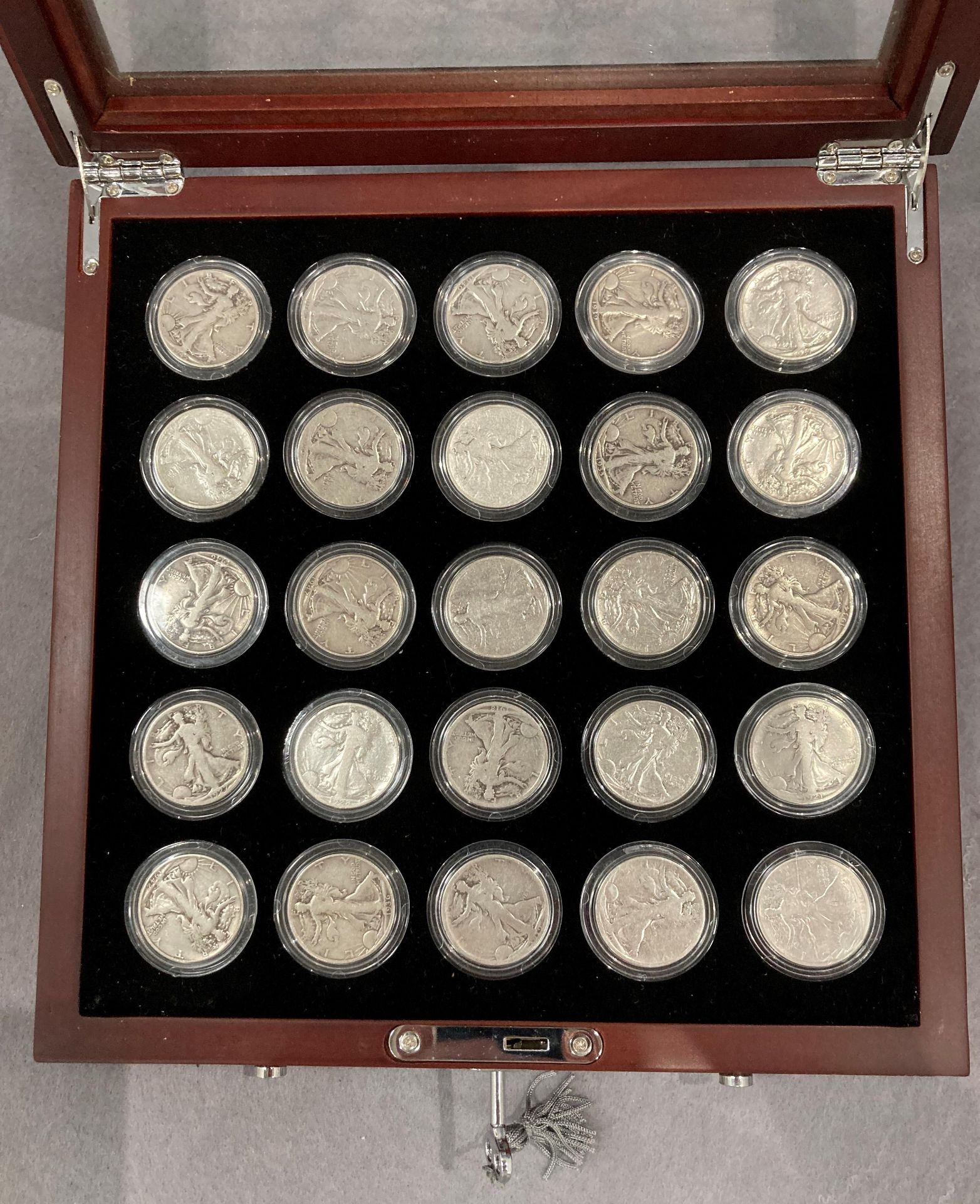 Collection of 25 silver Walking Liberty Half dollars from 1916-1947 - Image 2 of 2