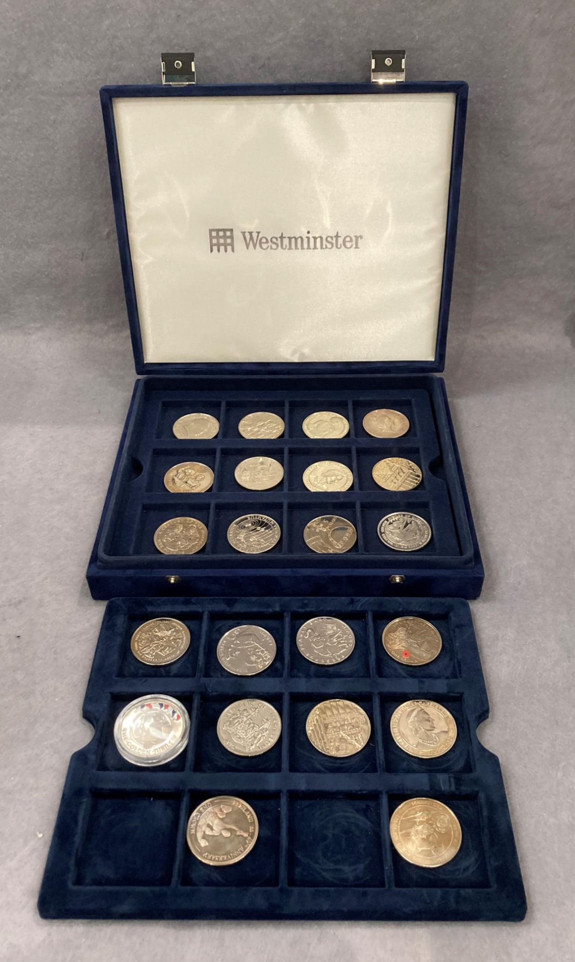 Blue presentation box of world crown sized coins (22) - Image 2 of 2