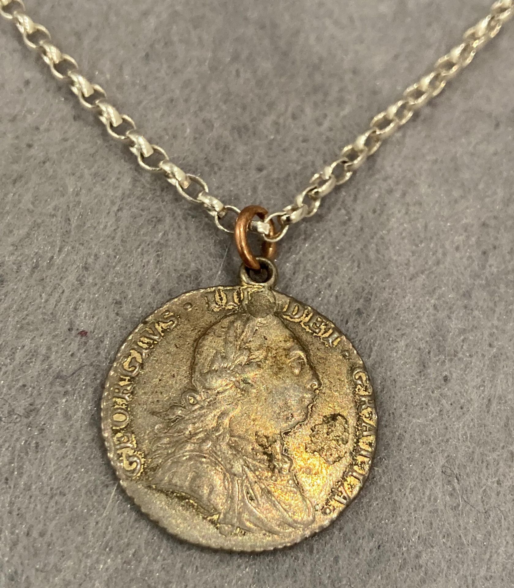 George III 1787 sixpence on sterling silver chain