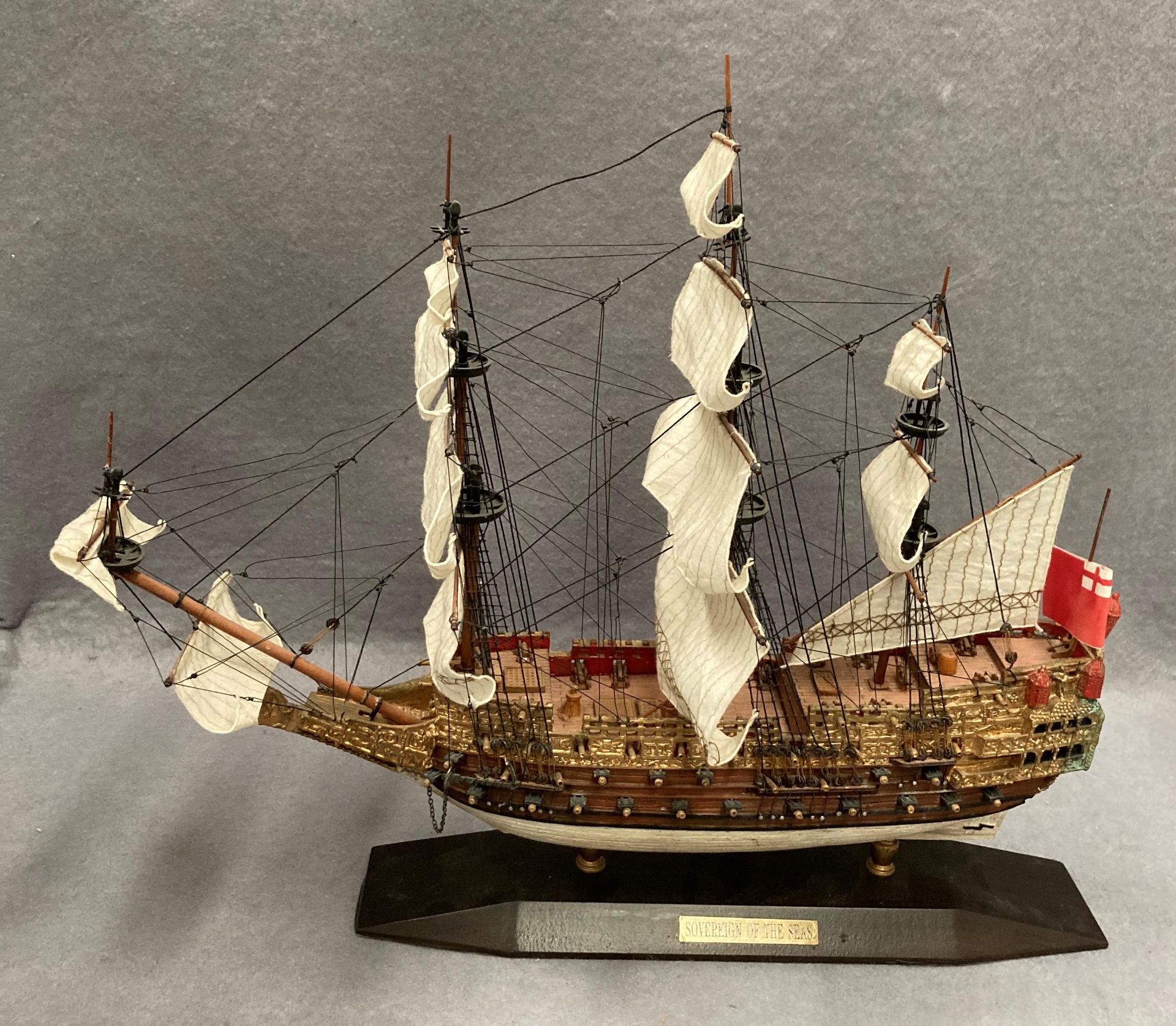 A resin scale model ship Sovereign of the Seas 45cm long and 37cm high