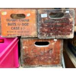 Three vintage wooden crates - Babycham, C.U.