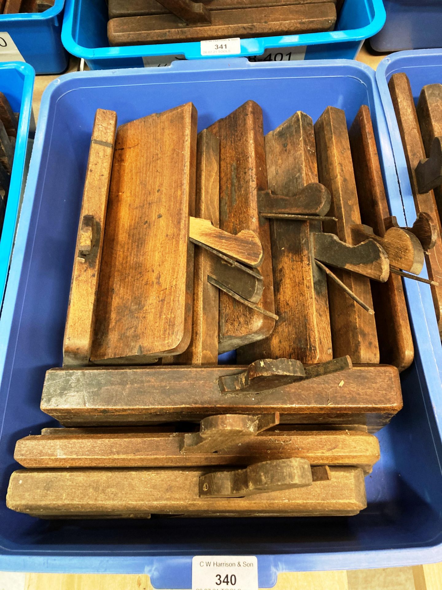 Ten assorted wooden moulding planes by Bewley Leeds, T&S Ponder London,