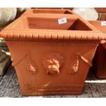 A pair of Red Bank square terracotta planters each 25 x 25 x 24cm deep