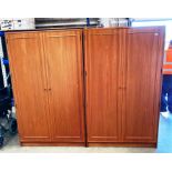 A Younger 1950's/60's teak veneered wood finish three piece bedroom suite comprising two x two door