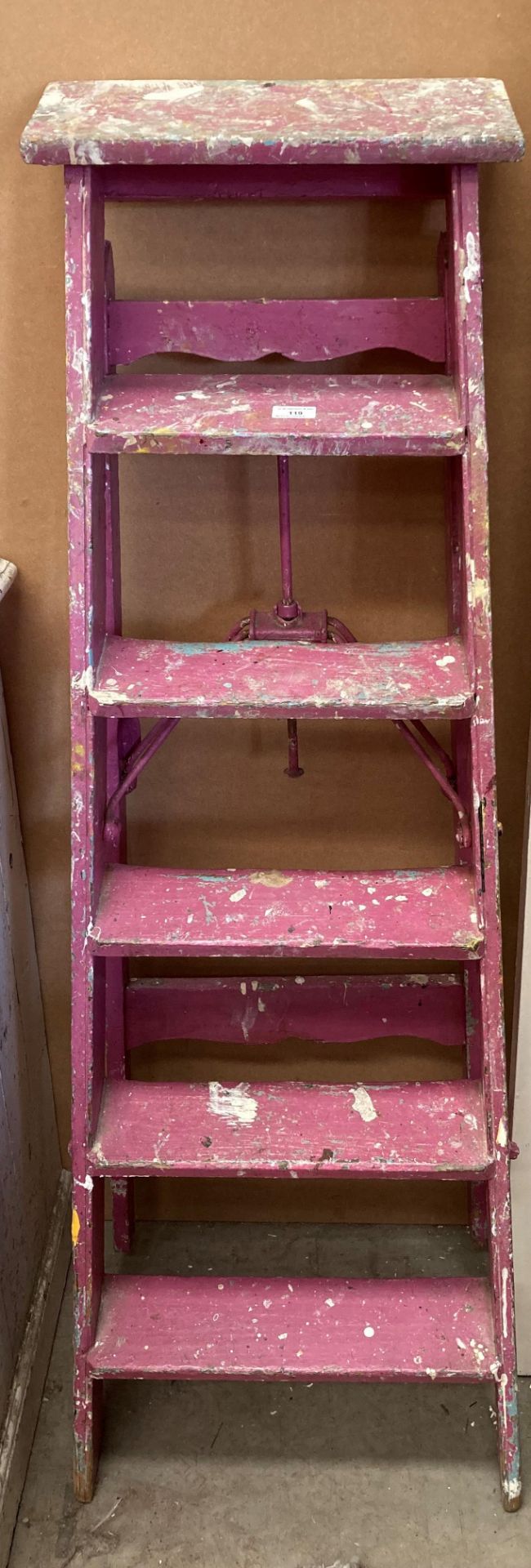 A Pioneer ladder pink painted five step wooden step ladder - Image 4 of 5