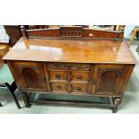 Carved oak two door two drawer sideboard with low rail back 140cm