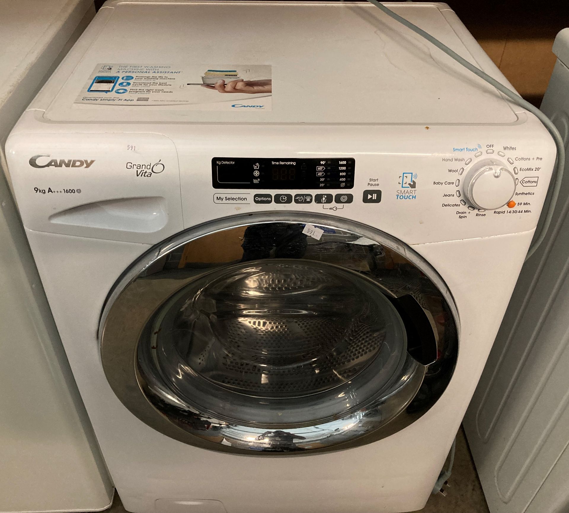 A Candy Grand Vita 9kg A 1600 spin smart automatic washing machine - Image 2 of 2