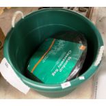 Large green plastic garden bucket and a stand up clear away bag