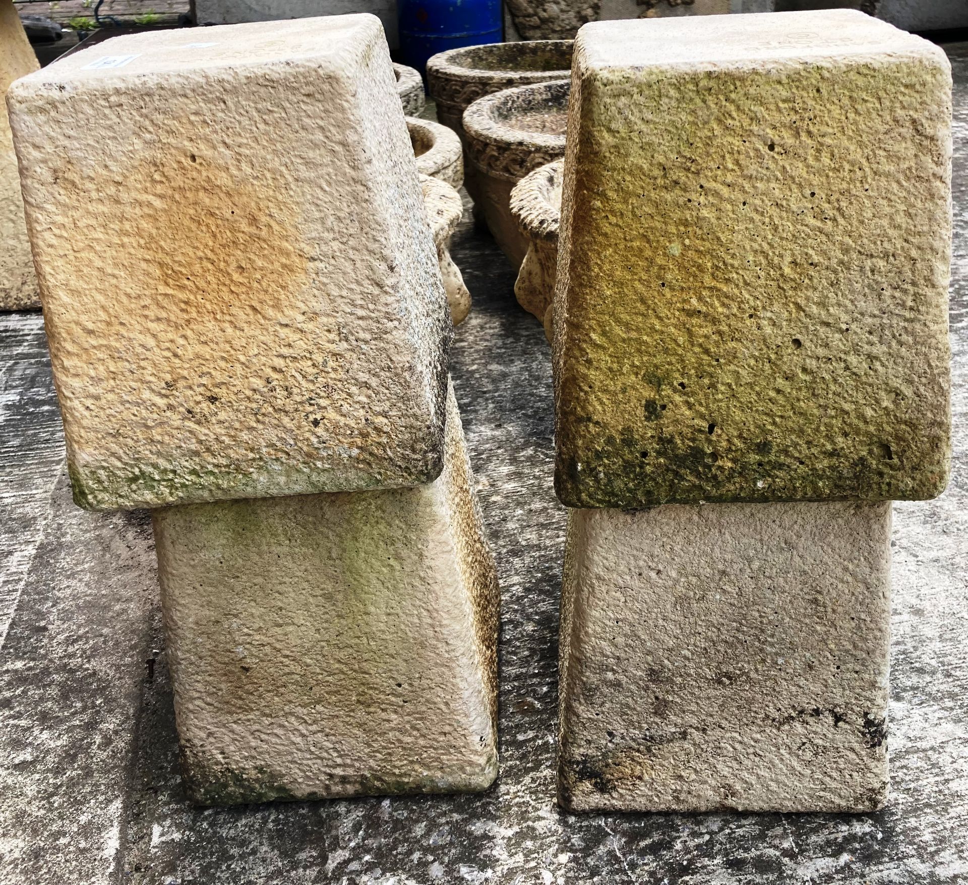 Four Sandford Stone composition stands each 16 x 16 x 24cm high