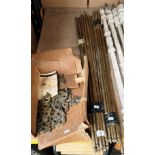 Twenty one brass stair rods each 90cm long complete with a quantity of fixing brackets