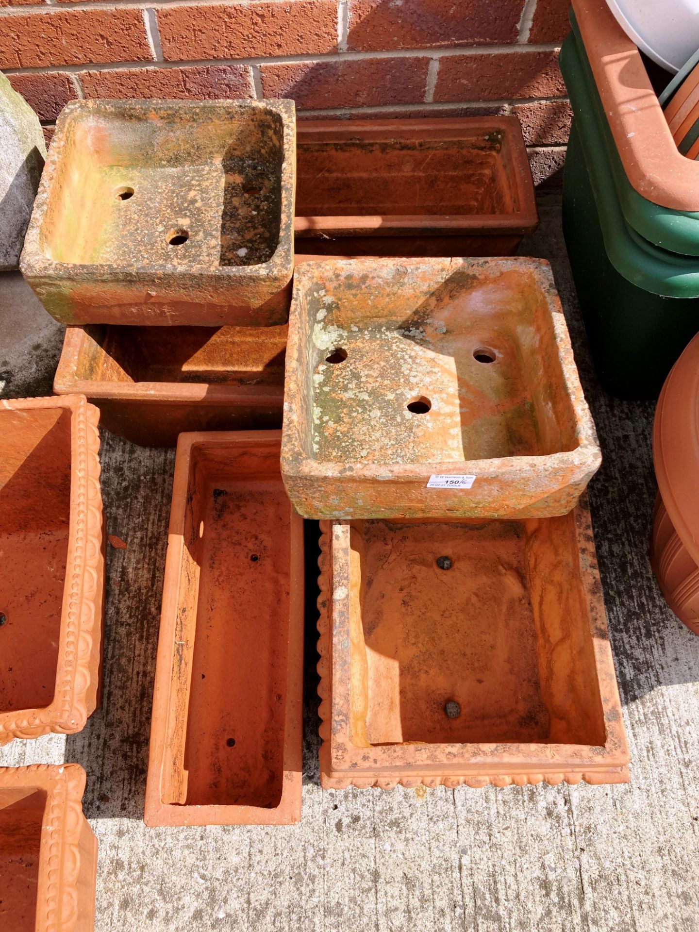 Six various terracotta planters