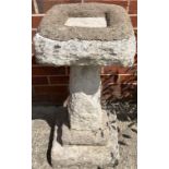 Concrete bird bath on pedestal base 30cm x 30cm x 75cm high