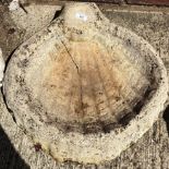 Concrete and composition bird bath 38cm diameter (cracked)