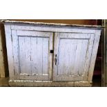 A white painted pine two door wall unit base 136 x 54 x 95cm high