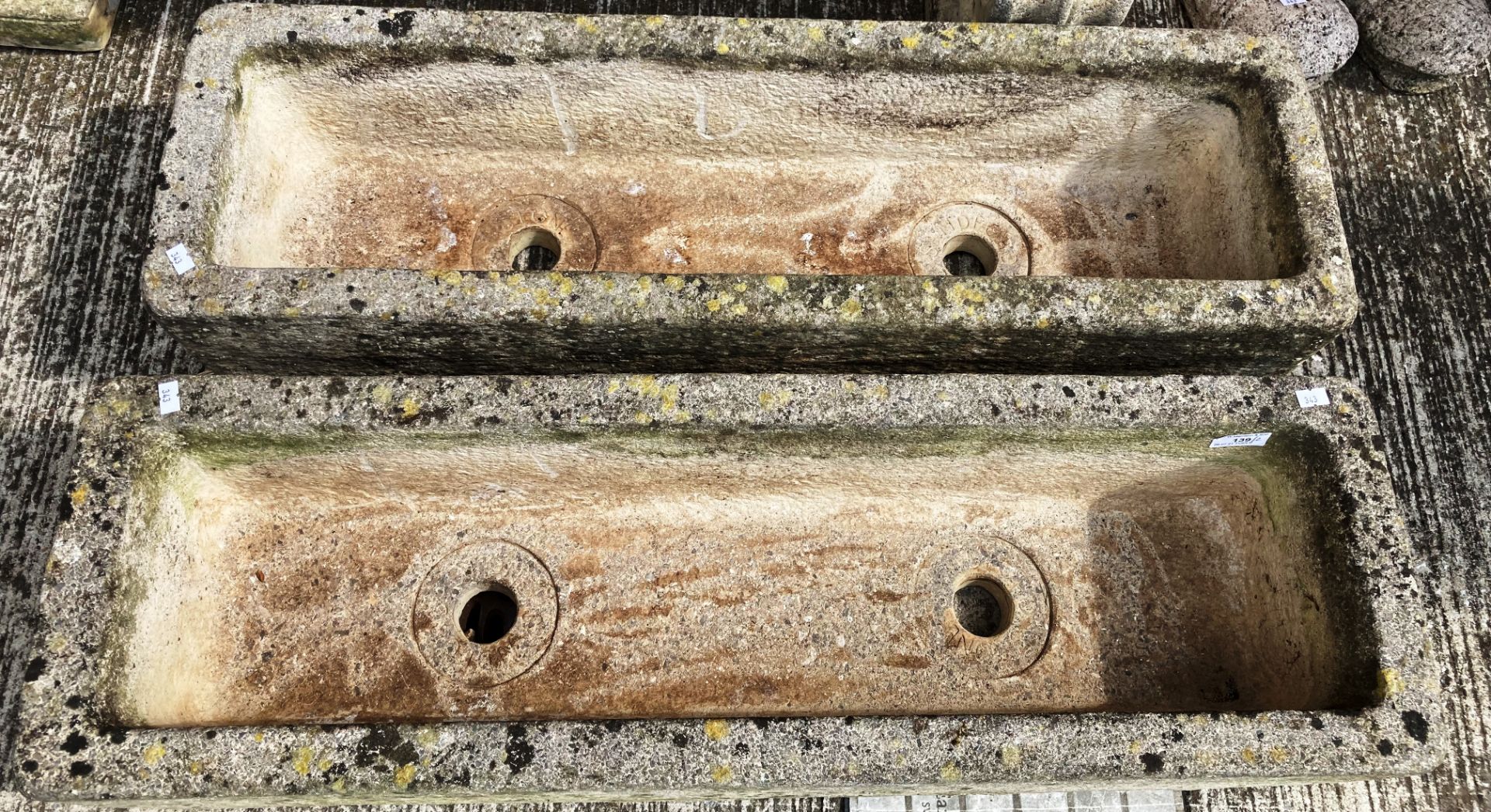 A pair of Sandford Stone composition and concrete planters each 86 x 26 x 15cm deep - Image 2 of 2