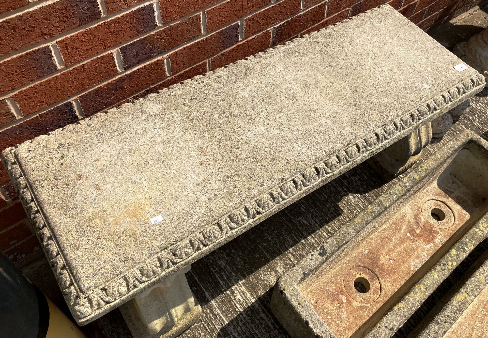 A composition and concrete garden bench 110 x 140cm - Image 2 of 2