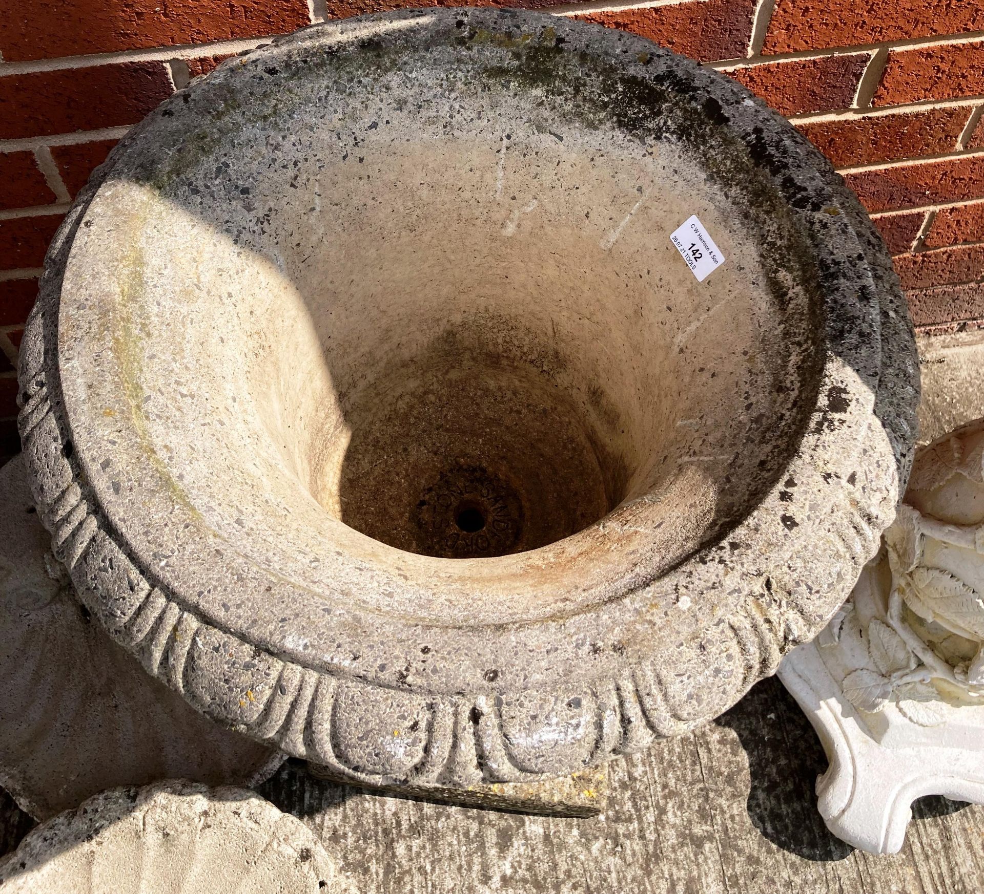 A concrete and composition garden urn 38cm dia x 63cm high - Image 2 of 2