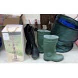 Marks & Spencer Market Garden decorative weather vane, two pairs of wellington boots (sizes 7 & 8),