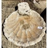 Concrete shell patterned bird bath 30cm diameter