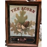 Large wood framed double sided hanging pub sign 'The Acorn' 92cm x 125cm high