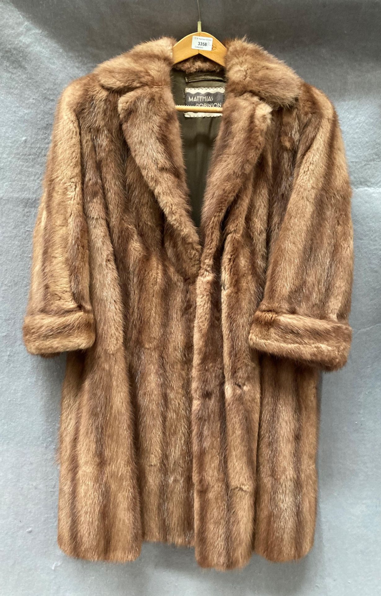 A Matthias Robinson lady's light brown long fur coat, - Image 3 of 9