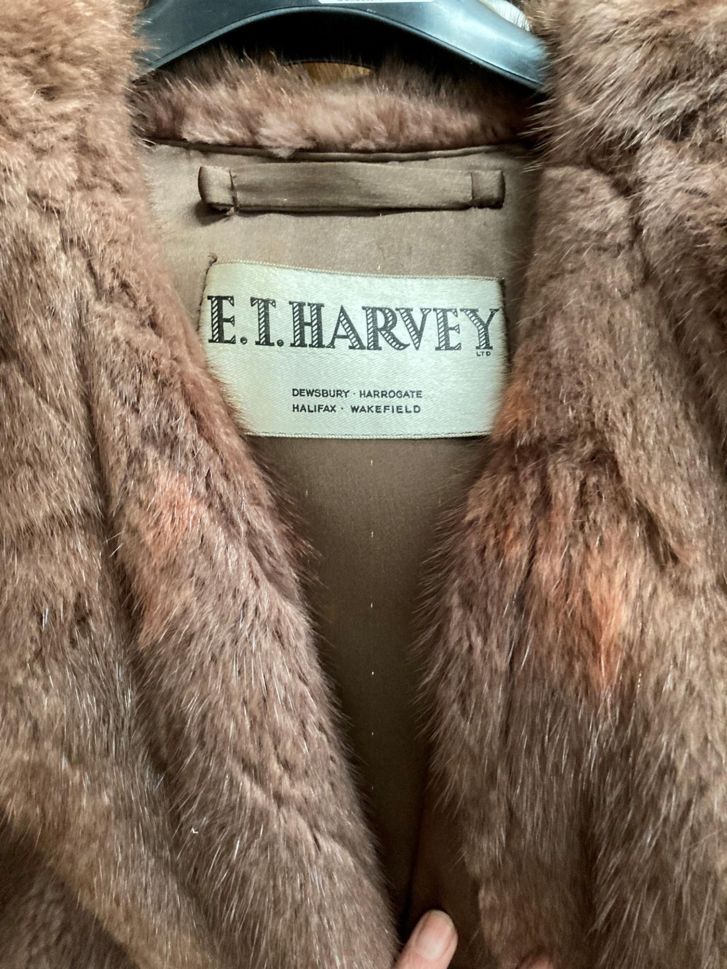 E T Harvey Ltd light brown fur long coat Further Information Staining to both lapels - Image 8 of 10