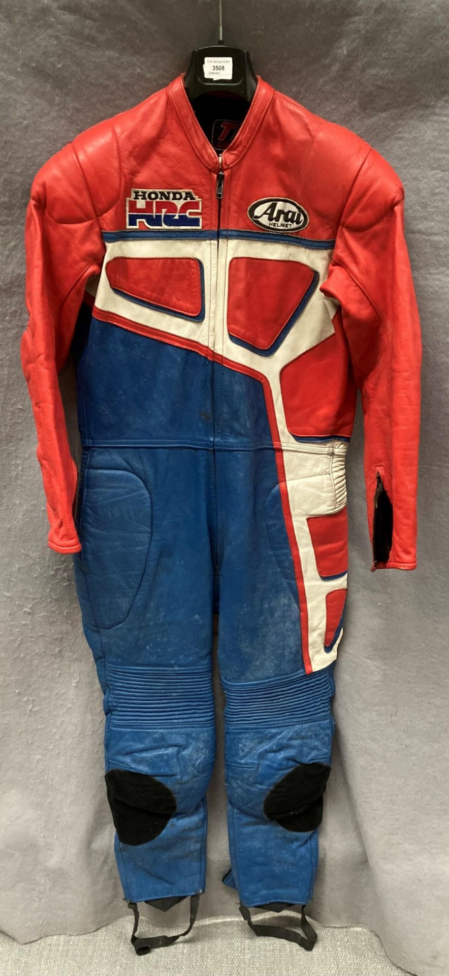 Vintage TT leathers motorbike suit/leathers in red,