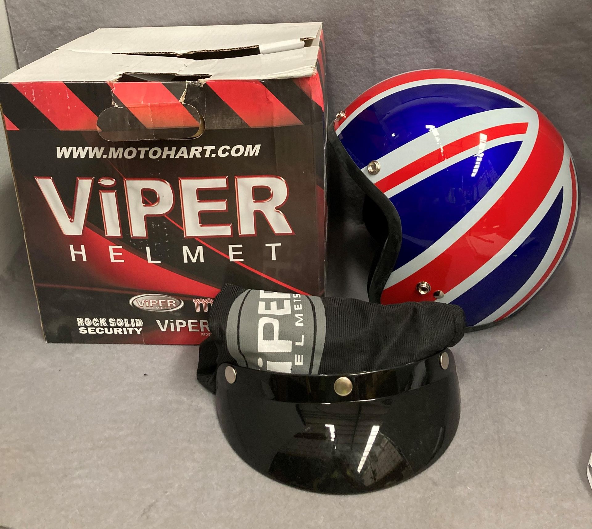 Viper RS04 motorbike helmet in Union Jack design - size L (boxed)