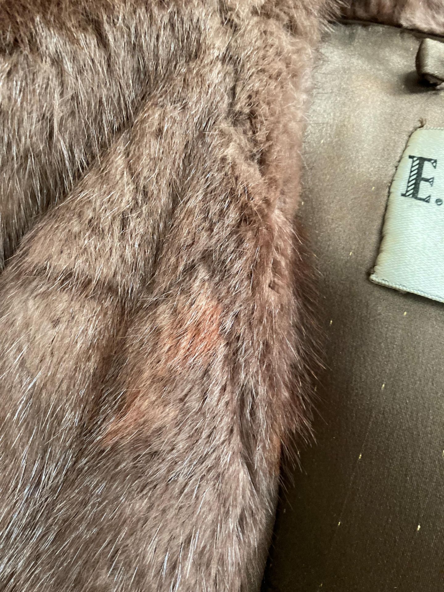 E T Harvey Ltd light brown fur long coat Further Information Staining to both lapels - Image 7 of 10