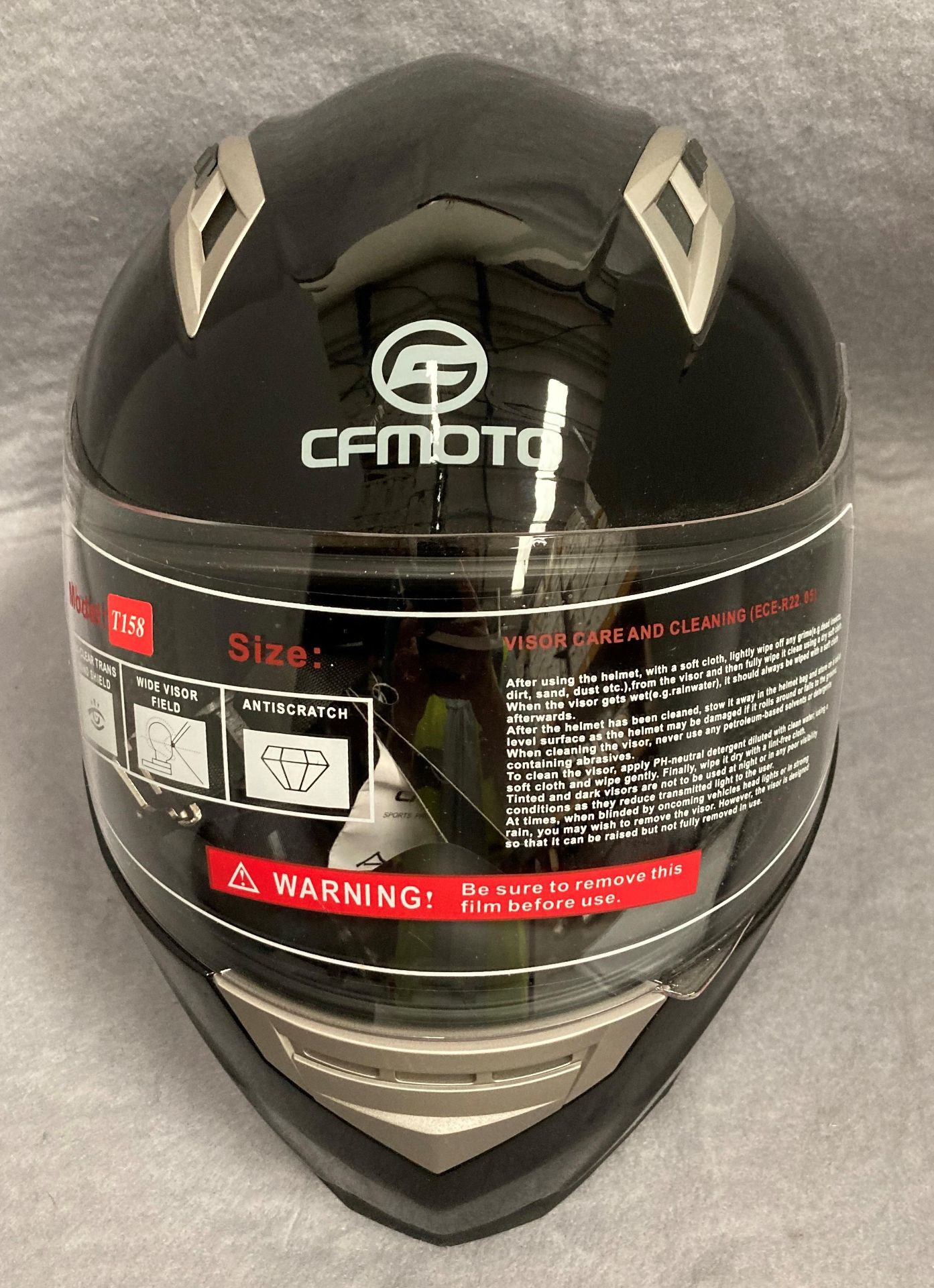 CF Moto T158 motorbike helmet in black - size L - in a dust bag, - Image 2 of 2