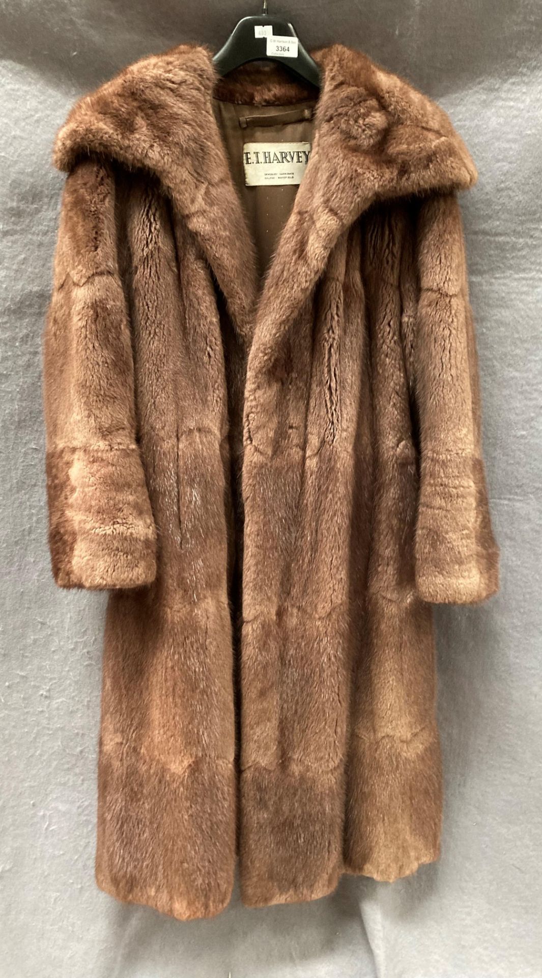 E T Harvey Ltd light brown fur long coat Further Information Staining to both lapels