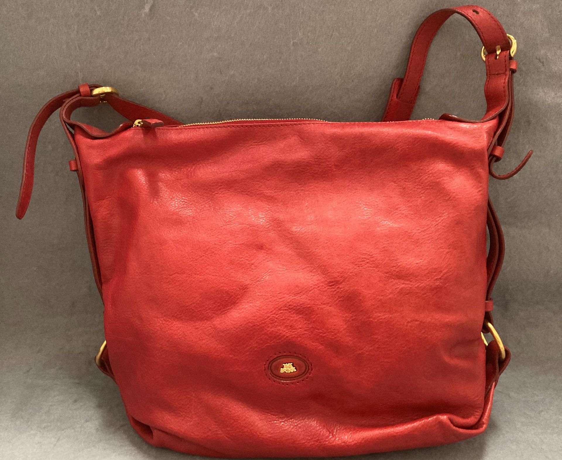 The Bridge red leather bag with protective bag original retail price £205 - Image 2 of 3