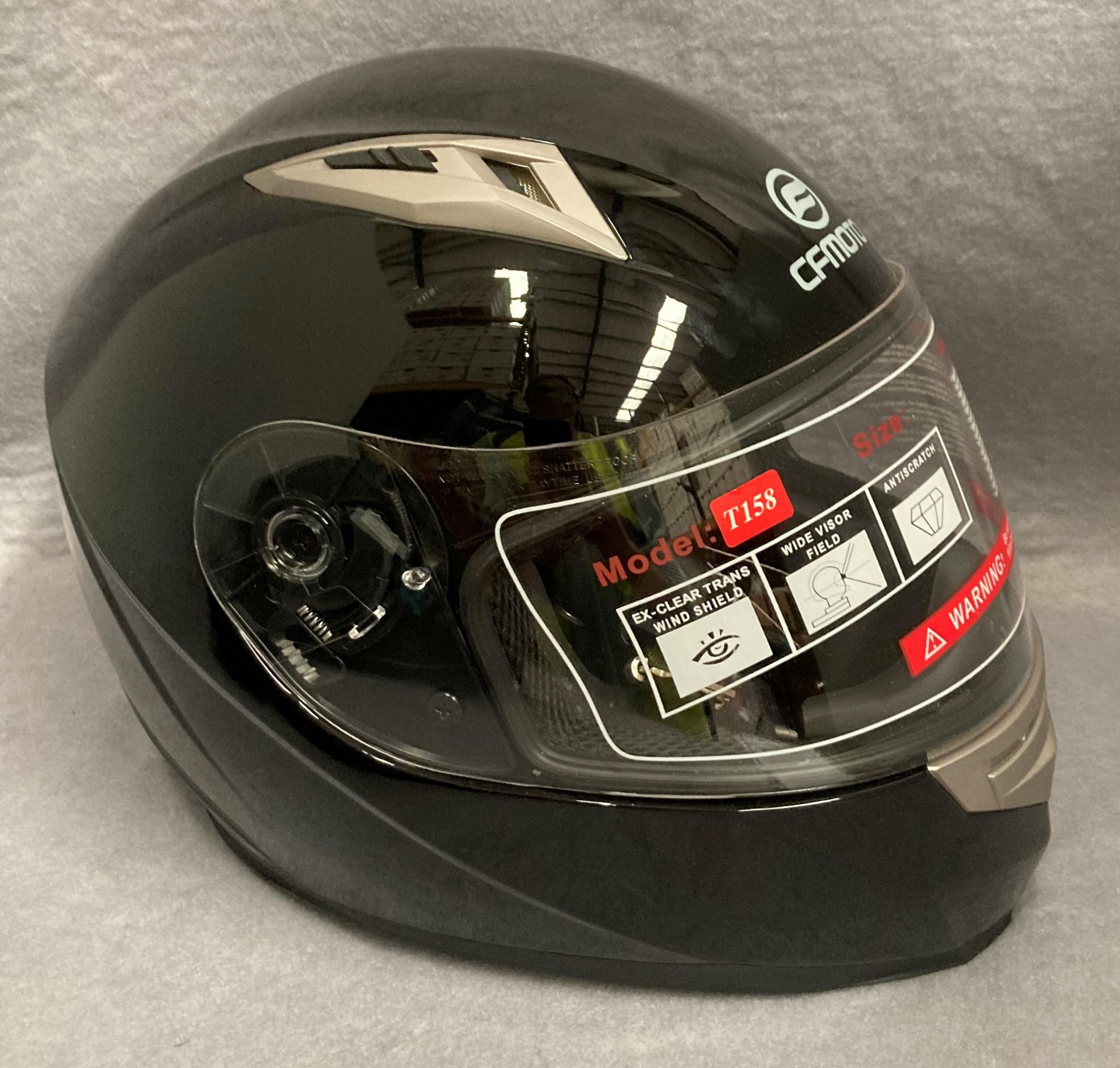 CF Moto T158 motorbike helmet in black - size L - in a dust bag,