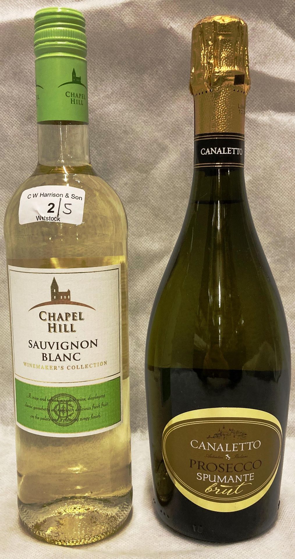 Three x 75cl bottles of Canaletto Prosecco Spumante Brut and two x 75cl bottles of Chapel Hill