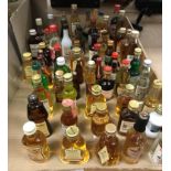 Contents to half of tray - 60 assorted spirit and liqueur miniatures - mainly full including a