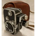 A Bolex Palliard 8L Kern III cine camera in brown vinyl case