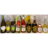 Eight various bottles of liqueurs - Royal Liqueur (cherry chocolate and lemon chocolate),