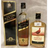 A 35cl bottle of The famous Grouse blended Scotch Whisky (40% vol) and a part bottle of Johnnie