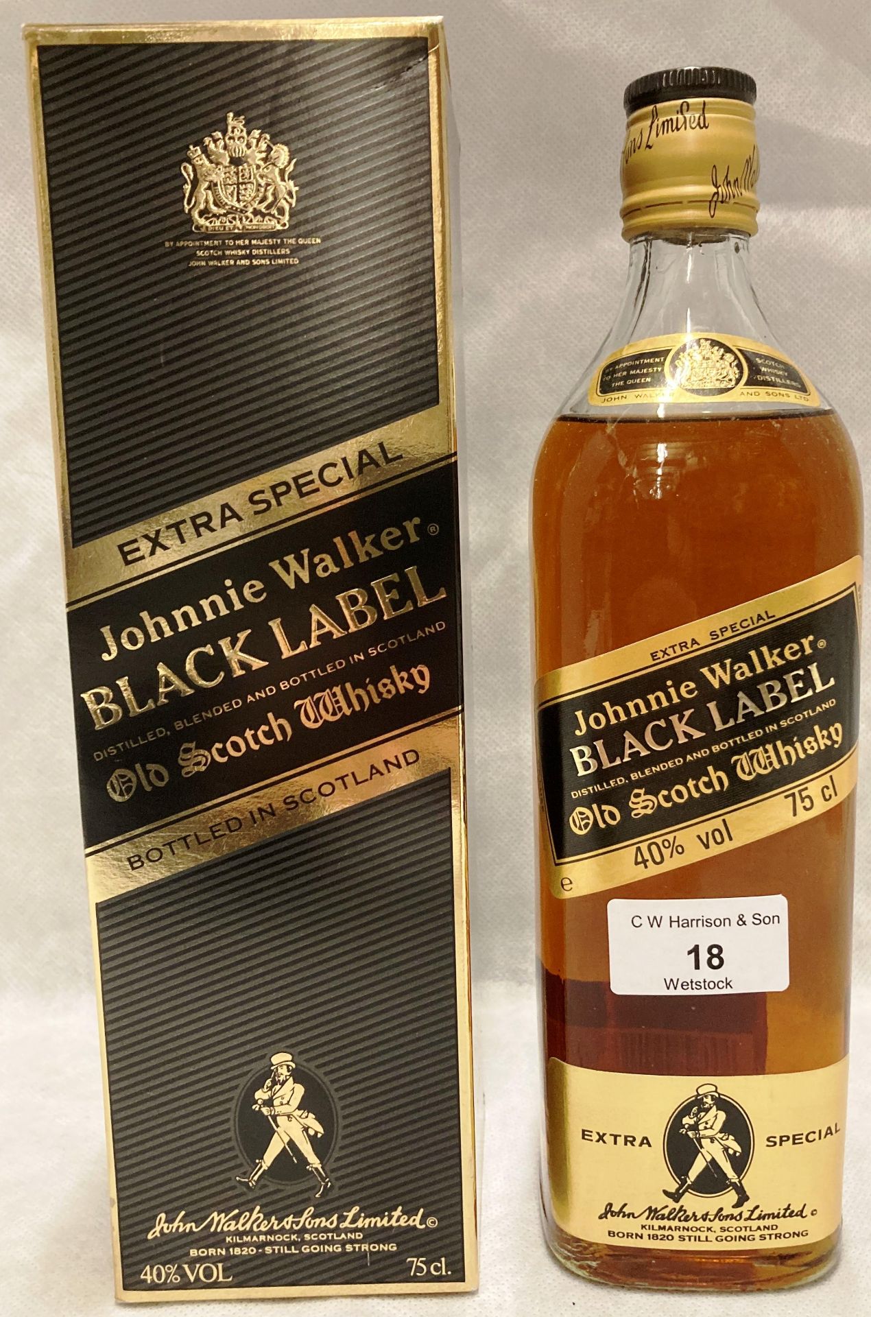 A 75cl bottle of Johnnie Walker Black Label Old Scotch Whisky (40% vol) in presentation box