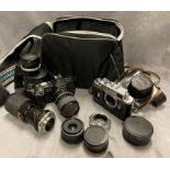 Remaining contents to rack - six camera bags containing a number of cameras - Canon, Pentax,