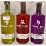 Three 70cl bottles of Whitley Neil hand crafted gin (each 43% vol) - Rhubarb and Ginger,